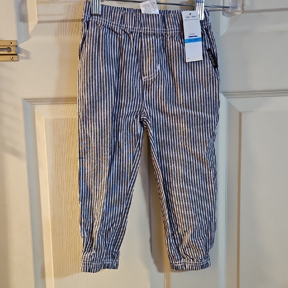 CALVIN KLEIN STRIPED COTTON PANTS: NEW WITH TAGS: SIZE 24 MTH